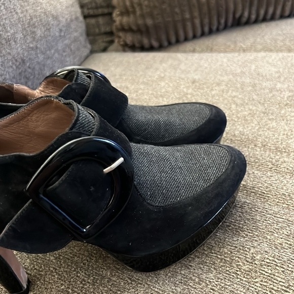 PACO GIL BLACK SUEDE, PATENT, TEXTILE BOOTIE SHOES SIZE 8 - Picture 4 of 13